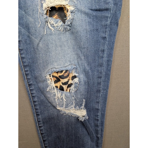 Judy Blue Jeans Skinny Fit Distressed Leopard Cheetah Print Sz 20 W - Picture 3 of 11